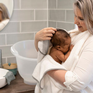 Cape de bain XL avec anneau de dentition Dry'n Play White 