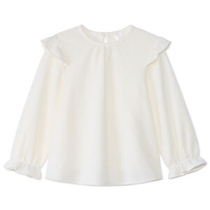 Tunique manches longues uni à volants pour bébé fille 