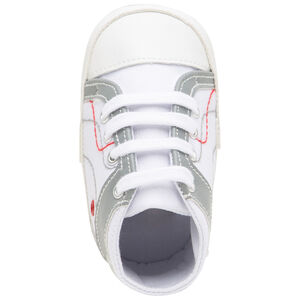 Baskets montantes souples touches de gris et de rouge 