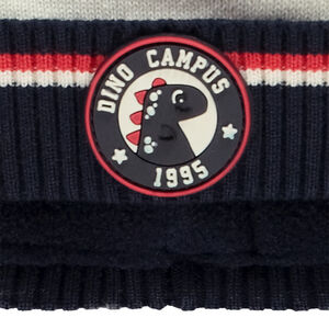 Bonnet en tricot doublé à badge dino pour bébé garçon 