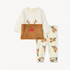 Set pyjama de Noël bi-matière pour bébé garçon avec finitions différentes selon l'âge 