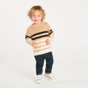 Pull en tricot rayé effet bi-matière enfant 