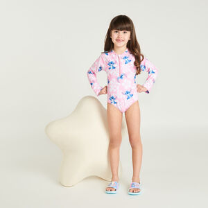 Maillot de bain 1 pièce manches longues anti-UV SPF 50+ imprimé Stitch Disney pour fille 