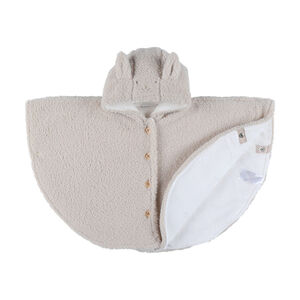 Poncho ludique en fausse fourrure Lapin beige 