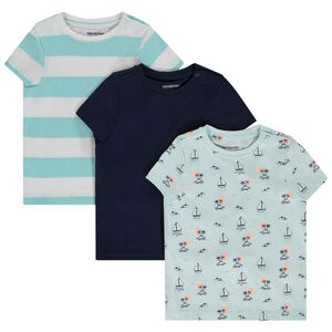 Lot de 3 t-shirts manches courtes unies et imprimées pour bébé garçon 