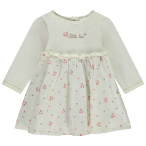 Robe bi-matière effet 2 en 1 imprimé fleuri pour bébé fille 