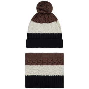 Set bonnet + snood fantaisie effet color block pour garçon 