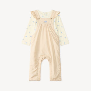Ensemble 2 pièces salopette et t-shirt manches longues imprimé papillons pour bébé fille 