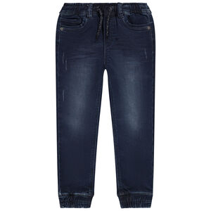 Jean style jogger en denim avec ceinture et chevilles rib pour garçon 