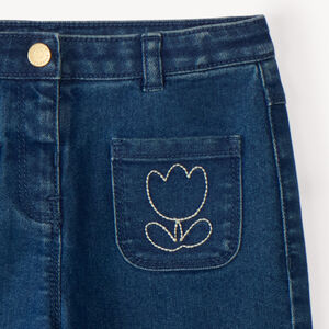 Jean large broderie tulipe pour bébé fille 