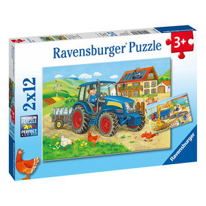 Puzzles 2 x 12 Pièces Chantier et Ferme 