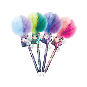 Stylo gel parfumé avec pompon bicolore (modèle aléatoire) 