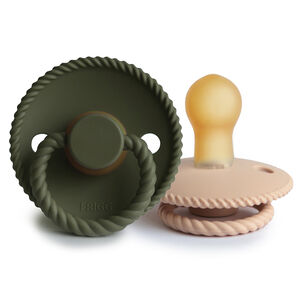 Lot de 2 sucettes Rope latex T1 - Croissant/Olive 