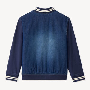 Veste teddy garçon bi-matière jean et molleton 