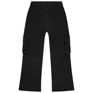Jean en toile forme trompette et style cargo fille 
