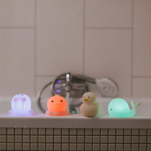 Set de 4 jouets de bain lumineux en silicone Animaux marins 