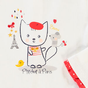 T-shirt manches longues à print chat pour bébé fille 