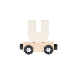 Lettre "U" wagon en bois - bleu 
