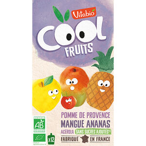 Gourdes sucrées Cool Fruits de Pomme, Mangue et Ananas 12x90g 