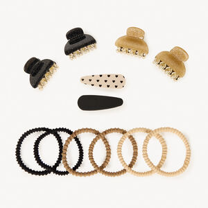 Lot de 6 barrettes + 6 élastiques fantaisie pour fille 