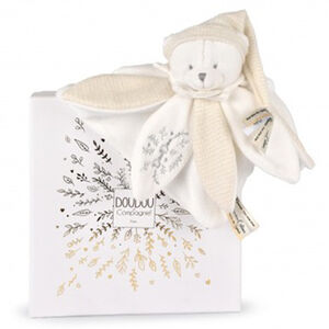 Doudou plat pétales ours 25cm Collector 25 ans Blanc 