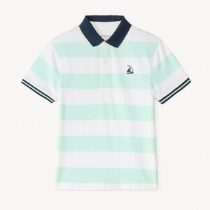 Polo manches courtes à rayures broderie bateau pour garçon 