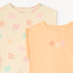 Lot de 2 t-shirts manches courtes forme boîte pour fille 