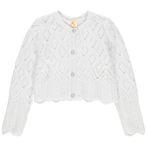 Gilet en maille ajourée et boutons pailletés 