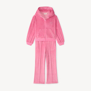 Ensemble en velours gilet à capuche + jogging fille 