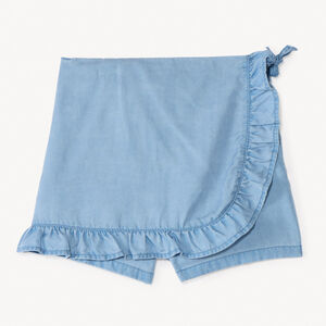 Jupe short uni en Tencel avec volants fille 