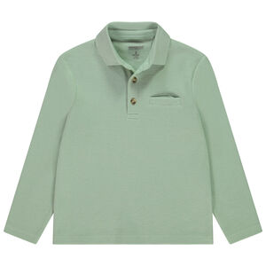 Polo manches longues uni maille nid d'abeille pour garçon  