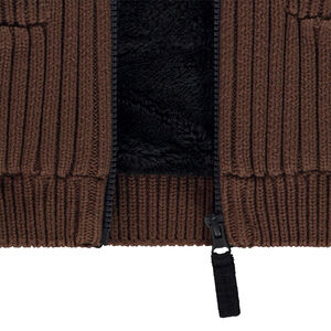 Gilet en tricot fantaisie effet colorblock + capuche pour garçon 