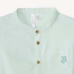 Chemise manches courtes col mao avec broderie animaux pour bébé garçon 