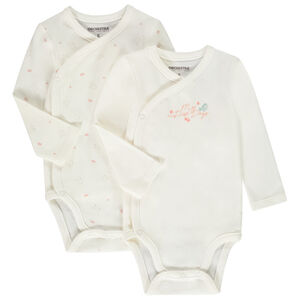 Lot de 2 bodies manches longues Oiseau pour bébé fille 