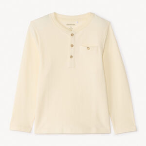 T-shirt manches longues uni à col tunisien pour garçon 