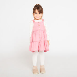 Robe salopette en toile unie pour bébé fille 