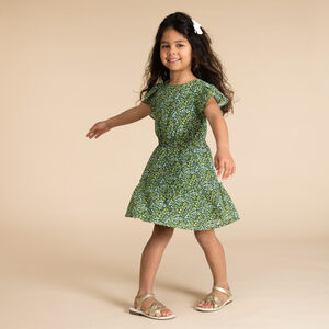 Robe manches courtes imprimé fleuri fille 