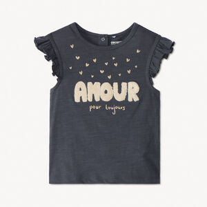 T-shirt manches courtes à broderie bouclette pour bébé fille 