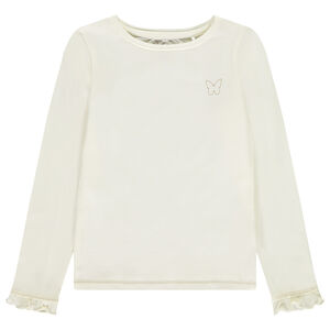T-shirt manches longues avec papillon en lurex doré pour fille 