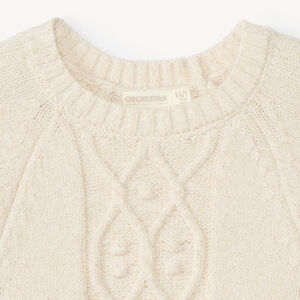 Pull uni en tricot torsadé scintillant pour fille 