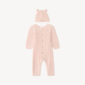 Ensemble 2 pièces combinaison + bonnet en tricot pour bébé fille 