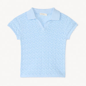 Pull manches courtes uni en tricot ajouré pour fille 