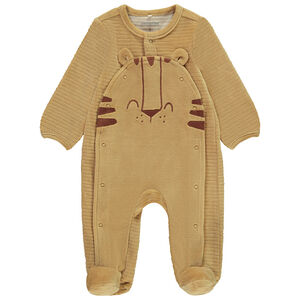 Dors-bien ludique en velours motif tigre pour bébé garçon 
