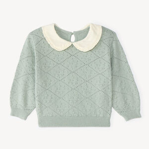 Pull bébé fille en tricot ajouré col Claudine 
