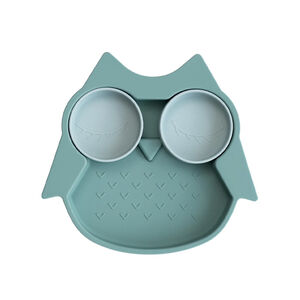 Assiette ventousée en silicone avec compartiments amovibles Chouette 