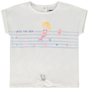 T-shirt manches courtes forme boîte en jersey avec print pour bébé fille 