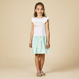 Robe manches courtes effet 2 en 1 print pailleté pour fille 