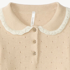 Pull bébé fille col Claudine en tricot fantaisie 