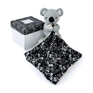 Doudou Boh'aime koala gris avec mouchoir imprimé 