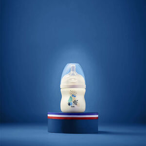 Biberon à tétine multi-perforée débit 1 anti-colique 150 ml bleu 